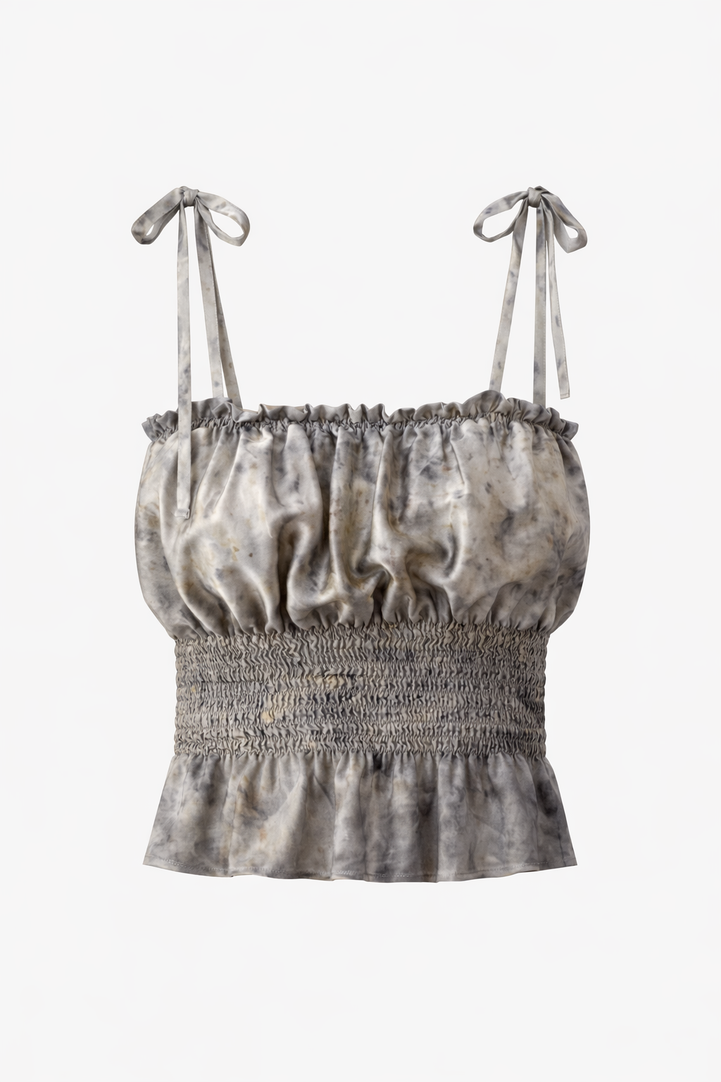 Komodo Grey Silk Shirred Top