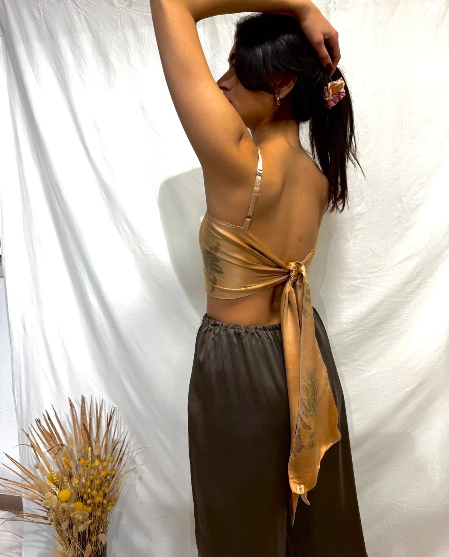 Μεταξωτό Τοπ Σουμάτρα με στάμπα από φύλλα